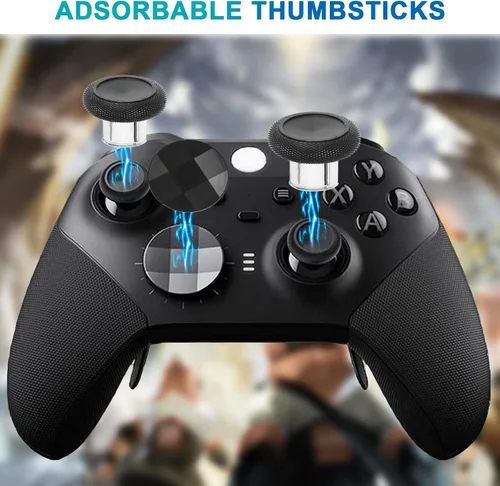 Vista 3 de Elite 2 Thumbstick Accessories Replacement - for Xbox One Elite Controller Series 2 Core Joystick Kit Parts Back Paddle Magnetic Thumb Sticks