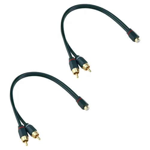 Vista 6 de 2 unids 12 pulgadas RCA Splitter 1 hembra a 2 macho Nylon trenzado Y Cable RCA Y Splitter Audio Video Adaptador Cable