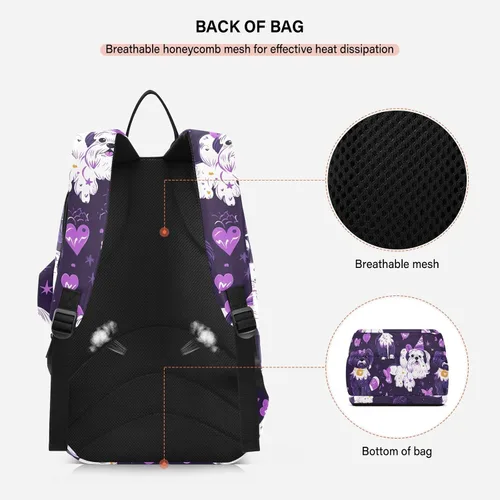 Vista 4 de Women Men Tennis Backpack Large Sturdy Cartoon Cute Purple Birthday Dog 3 Rackets Badminton Shoulder Bag for Women Men para raqueta