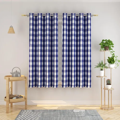 Vista 14 de Cortinas de 24 pulgadas de largo con diseño Buffalo Check Gingham Plaid para ventanas de cocina y baño, tratamiento para ventanas con 2 paneles