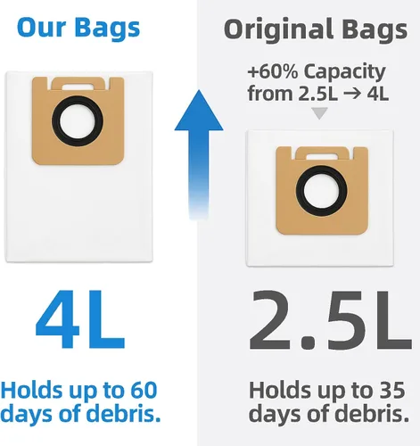 Vista 3 de Paquete de 10 bolsas de vacío D10 Plus de 4 litros compatibles con robot aspirador Dreame D10 Plus (RLS3D), 10 bolsas de vacío desechables
