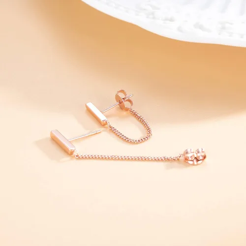 Vista 4 de Reffeer Aretes de plata de ley 925 maciza, aretes minimalistas con cadena para mujer