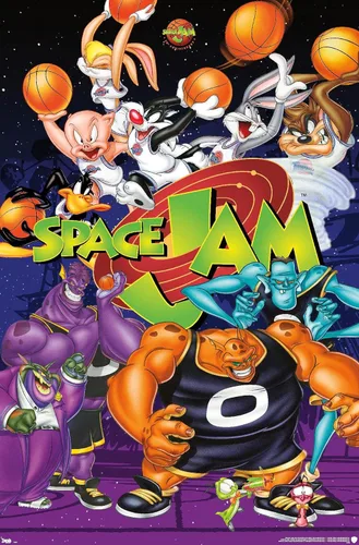 Vista 8 de Trends International Looney Tunes: Space Jam - Póster de collage de pared, 14.725 x 22.375 pulgadas, versión enmarcada de madera de granero