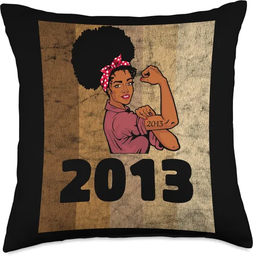 Vista 4 de Vintage 2013 Limited Edition 10th Birthday Afro Girls Women Throw Pillow