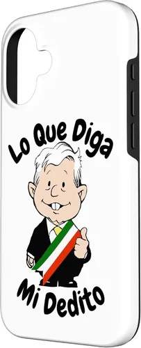 Vista 2 de Funda para iPhone 16 Lo Que Diga Mi Dedito Divertida Caricatura AMLO Amlito México 4T