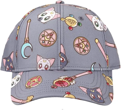 Vista 2 de Bioworld Sailor Moon Cats & Symbols All Over Print Sombrero El Snapback Gris, Gris