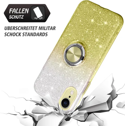 Vista 7 de Funda para iPhone XR, funda para iPhone XR, delgada, brillante, suave, TPU a prueba de golpes, soporte de anillo protector híbrido contra caídas