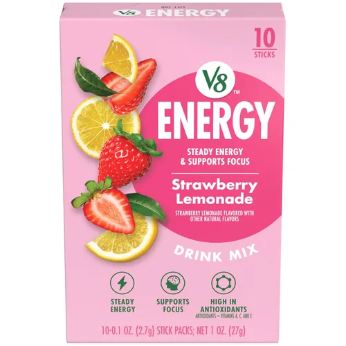 Vista 10 de V8 Energy Peach Mango - Bebida energética en polvo, paquete de 0.10 onzas (10 unidades)
