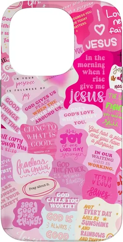 Vista 17 de Funda estética para iPhone 16 con versículos bíblicos cristianos con citas positivas