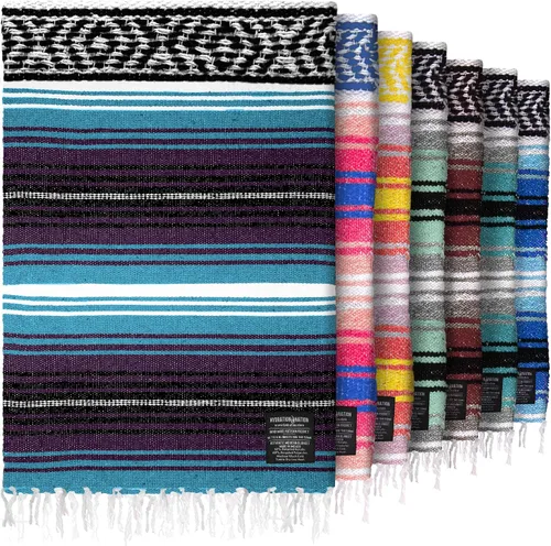 Vista 31 de Hydration Nation Auténtica manta mexicana extra grande (70 x 50 pulgadas), yoga tejida a mano, serape, falsa artesanal, playa, campamento, picnic