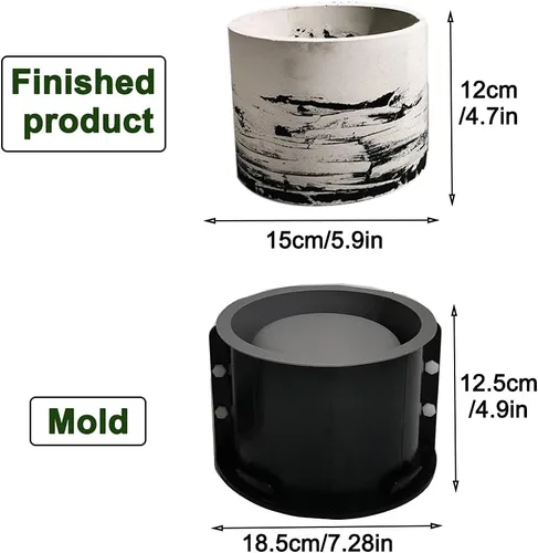 Vista 2 de Molde de silicona para maceteros – Molde para macetas de bricolaje, molde de silicona redondo de hormigón grande, maceta para moldes de concreto