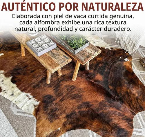 Vista 4 de HIDES BAZAAR Alfombra de Piel de Vaca Atigrada Marrón Premium con Patrón Único Marrón, Negro y Blanco - Alfombras de Piel de Vaca Natural Hechas