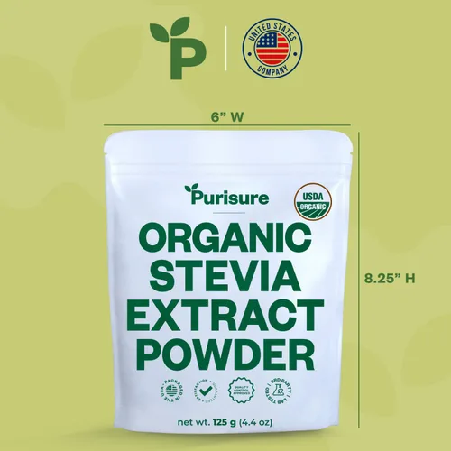 Vista 7 de Extracto de estevia orgánico en polvo, cero calorías, extracto puro de stevia concentrado edulcorante en polvo para hornear y bebidas, sin regusto