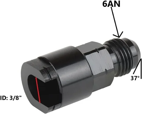 Vista 3 de YSIL 6AN macho a 3/8 "hembra de desconexión rápida manguera recta adaptador Empuje en EFI aluminio negro con tornillo 2PCS Aluminum