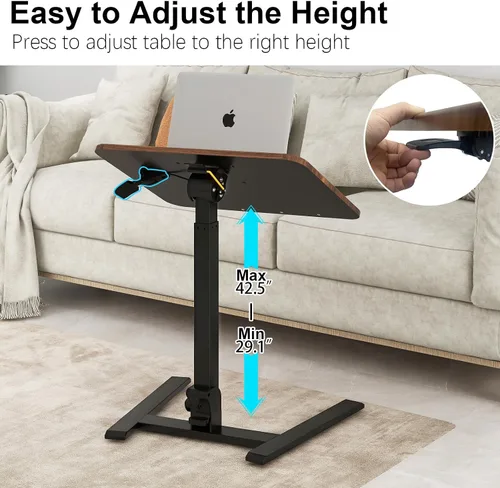 Vista 4 de PUNCIA Escritorio plegable móvil de 26", soporte neumático premontado Nogal