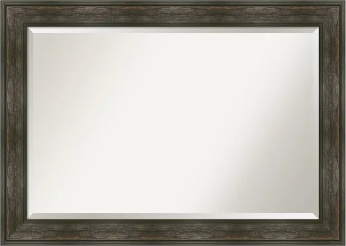 Vista 69 de Amanti Art Espejo de baño marrón para sobre lavabo, espejo rectangular de 24x20 Caleb Brown para tocador, marco rústico pequeño de estilo campestre