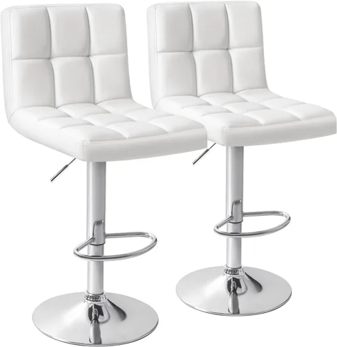 Vista 22 de Homall - Taburetes de bar de cuero sintético, con altura ajustable, giratorios, hidráulicos sin brazos, taburete de bar y cocina cuadrado de altura