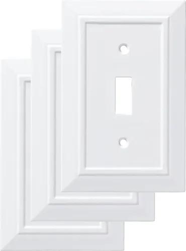 Vista 14 de Franklin Placa de pared/placa para interruptores/funda, simple, de arquitectura clásica, de bronce, Blanco, W35242-PW-C