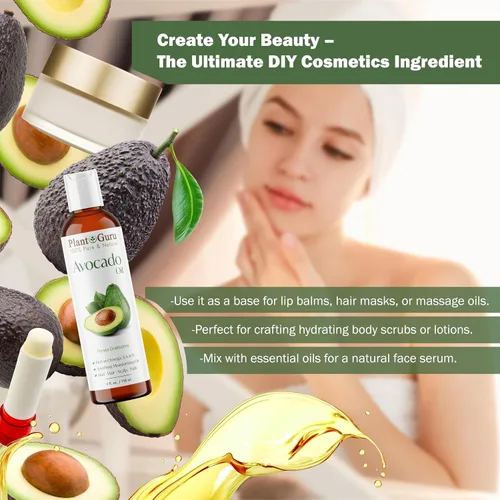 Vista 4 de Aceite de aguacate de 4 onzas líquidas prensado en frío, 100% puro y natural, portador para el crecimiento de la piel, la cara y el cabello.