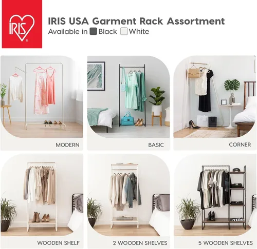 Vista 7 de Iris USA Perchero de metal de pie, blanco Adds storage space for clothing, shoes, and accessories with an open design