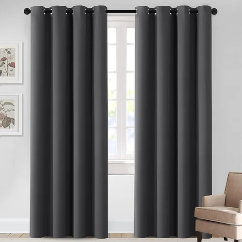 Vista 22 de MeilleMaison Cortinas opacas para dormitorio, con aislamiento térmico, oscurecimiento de habitación, cortinas insonorizadas para ventana, cortinas
