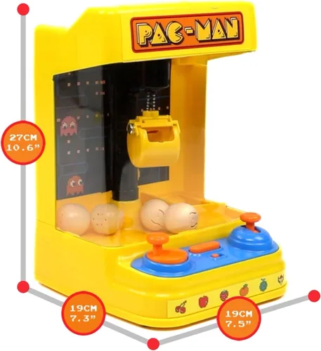 Vista 5 de Pac-Man: Arcade Claw Crane - Serie Core, juego de mesa Lights-Sound, joystick doble, llenar pellets con premios, juguete coleccionable con licencia