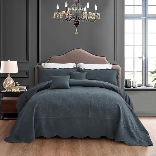 Vista 18 de Colcha extragrande tamaño King, diseño de patrón paisley, funda de cama ligera, reversible, 5 piezas, 100% microfibra, amarillo marfil Cobertura
