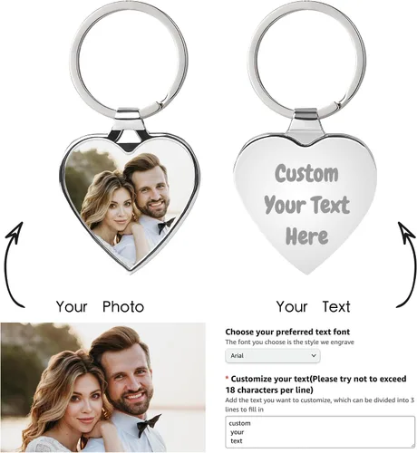 Vista 2 de Easycosy Llavero personalizado con texto de imagen, llavero grabado personalizado, regalos de fotos personalizados para hombres, mujeres y familia
