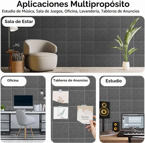 Vista 3 de Paneles de pared acústicos Durbles - Azulejos de cancelación de ruido para estudio en casa y oficina - Insonorización de calidad - Paneles de espuma