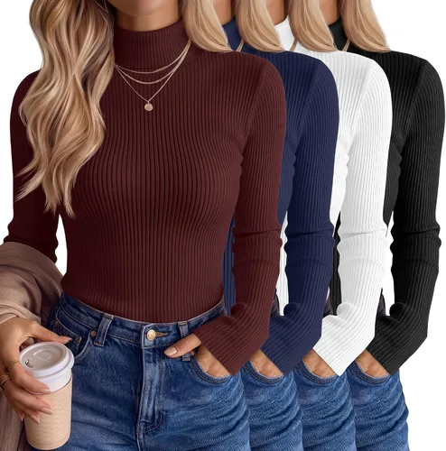 Vista 11 de Neer Paquete de 4 camisas de cuello alto para mujer