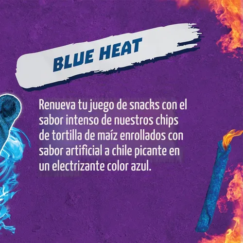 Vista 5 de Takis Blue Heat Rolled Tortilla Chips, chile picante aromatizado artificialmente, bolsa de 4 onzas