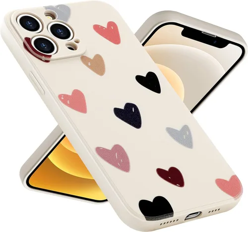 Vista 21 de Funda protectora para iPhone 12 para mujeres y niñas, diseño lindo de silicona suave, protección de cámara con forma de corazón, para iPhone 12