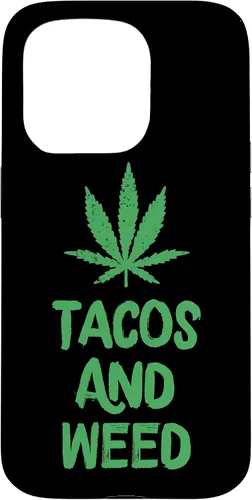 Vista 14 de Carcasa divertida para iPhone 16 Tacos y marihuana de marihuana envejecida