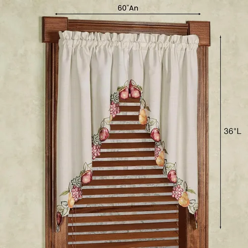 Vista 2 de Touch of Class Par de Cenefas de Ventana Bordadas Fructíferas de Avena Texturizada 60 x 36 pulgadas