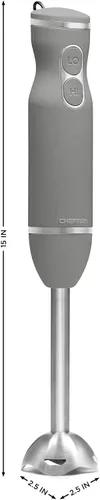 Vista 8 de Chefman Batidora de mano con varillas de inmersión con cuchillas de acero inoxidable, potente batidora eléctrica de hielo con control de 2 Gris