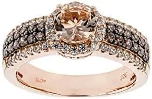 Vista 2 de BRANDY DIAMONDORABLES Anillo de morganita de oro rosa de 18 k y plata marrón chocolate 2.00 Ctw.