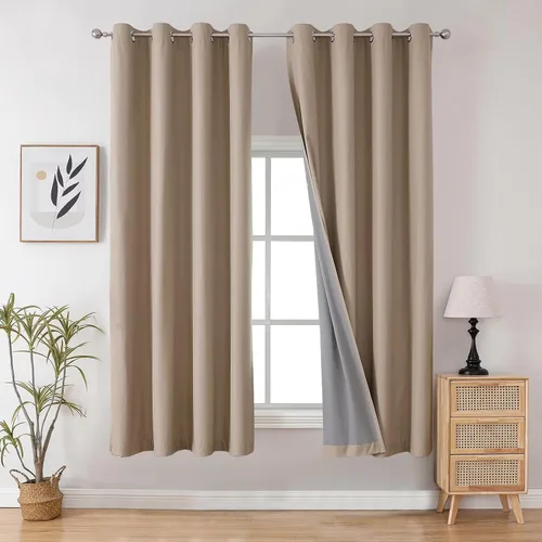 Vista 38 de Joydeco - Juego de 2 paneles de cortinas opacas de 63 pulgadas, 2 cortinas largas con aislamiento térmico burg, cortinas de oscurecimiento