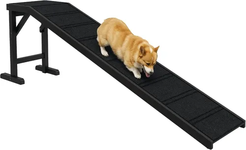 Vista 11 de PawHut Rampa para perros para cama, rampa para mascotas para perros con alfombra antideslizante y plataforma superior, 49 x 16 x 14 pulgadas