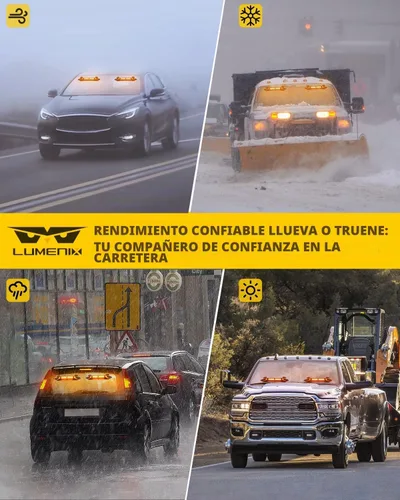 Vista 6 de LUMENIX Barras de Luces Estroboscópicas LED de Emergencia para Salpicadero de Aluminio, Advertencia de Seguridad para Parabrisas Delantero