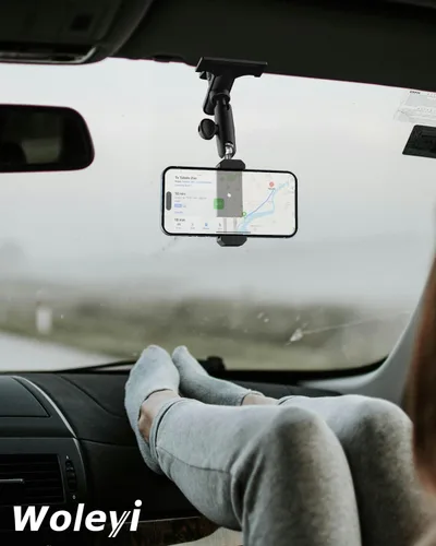 Vista 7 de Soporte para teléfono con visera solar para automóvil, abrazadera de brazo de metal, soporte de teléfono celular para tu automóvil, soporte