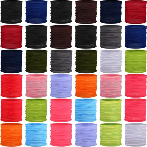 Vista 8 de Unittype 36 unidades de polainas para el cuello, bufanda, diadema sin costuras, bandana de tubo sin costuras, pasamontañas, máscara facial
