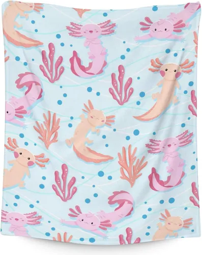 Vista 20 de Axolotl - Manta de regalo de 30 x 40 pulgadas, bonita manta para niñas, mantas suaves y peludas azules para sofá y oficina
