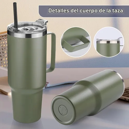 Vista 5 de Hasle Outfitters - Vaso de acero inoxidable de 40 onzas con asa, juego de vasos térmicos aislados al vacío, taza de viaje reutilizable de doble