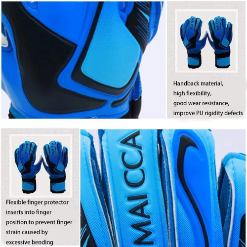Vista 3 de Guantes de portero de portero de fútbol para deportes al aire libre, protectores de dedos, talla 5-7, unisex, niños y jóvenes