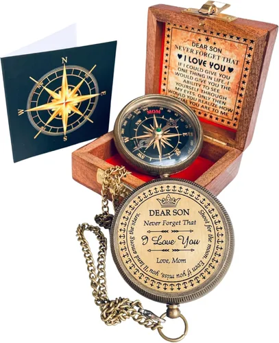 Vista 9 de Regalo para hijo de mamá y papá Brújula grabada de 5 cm - Regalos del padre al hijo, regalos de mamá al hijo para graduación 2025, bautizo