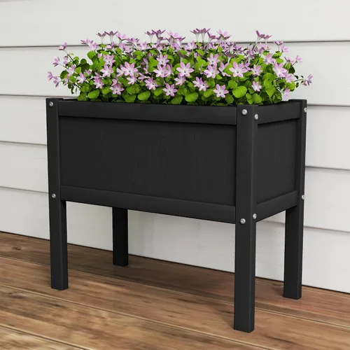 Vista 6 de Cama de jardín elevada con agujeros de drenaje, jardinera elevada impermeable de HDPE con patas, estable y duradera para plantar hierbas, vegetales