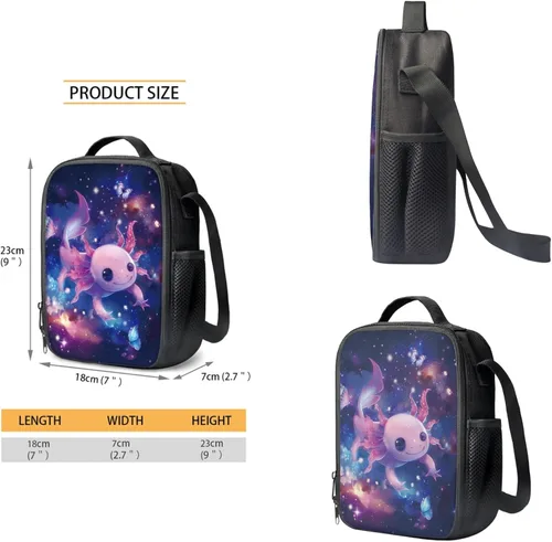 Vista 155 de HUGS IDEA Juego de 3 bolsas escolares con aislamiento térmico para el almuerzo, estuche para lápices