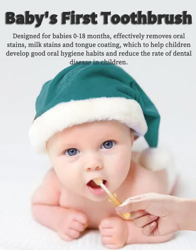 Vista 3 de FOKiiBO Juego de cepillos de dientes de silicona para bebés, cepillo de lengua + cepillo de dientes de dedos con taza para entrenamiento