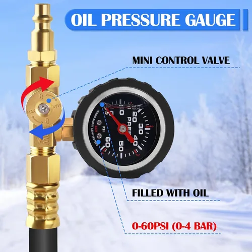 Vista 2 de Kit de invierno para RV mejorado Boltigen, manguera de invierno de 17'' para RV con medidor de presión de aceite y válvula de control, kit