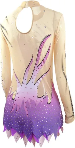Vista 5 de LIUHUO Leotardos de gimnasia rítmica para niñas, con estampado de diamantes, ropa de equipo para adolescentes